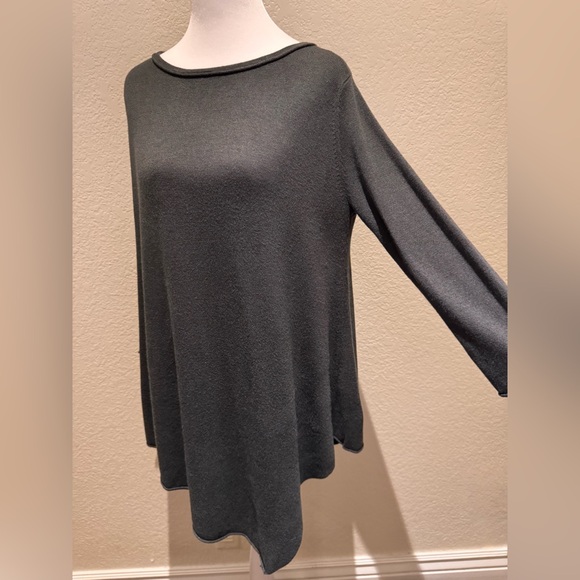 Joan Vass Studio Oversized Asymmetric Tunic – Dark Sage Green – Size M - Picture 8 of 14